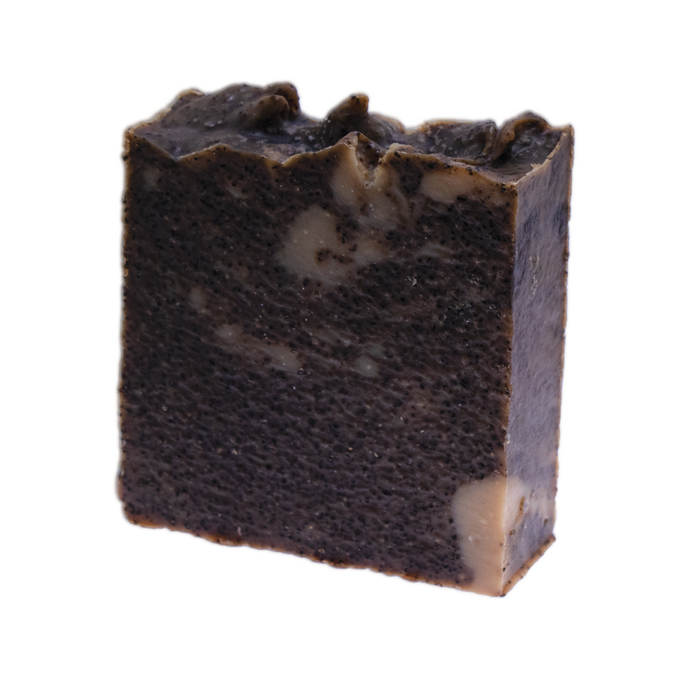 Cinnamon & Coffee Body Scrub bar with exfoliating texture.