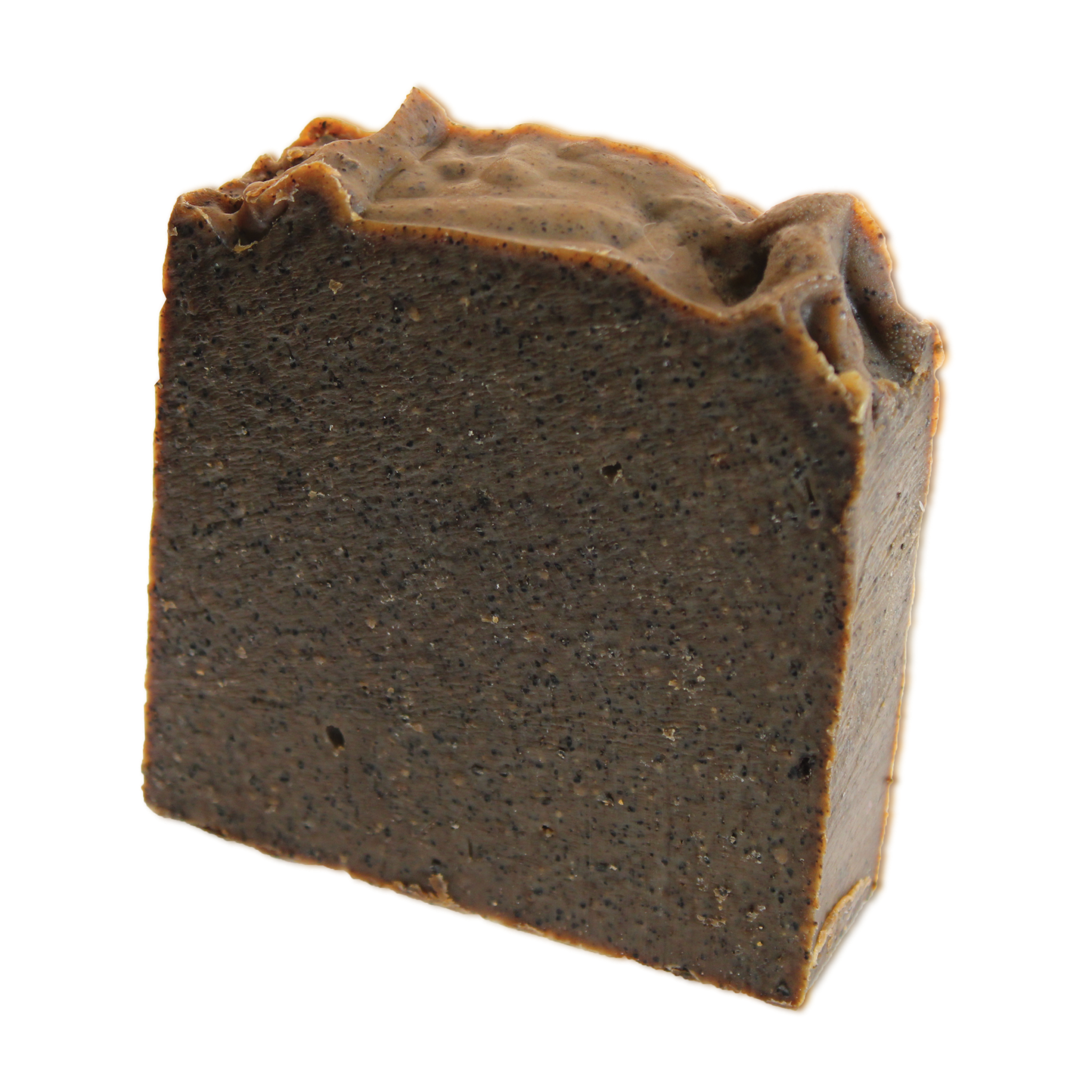 Rich brown Coffee & Vanilla Bean Body Scrub bar with natural exfoliants.