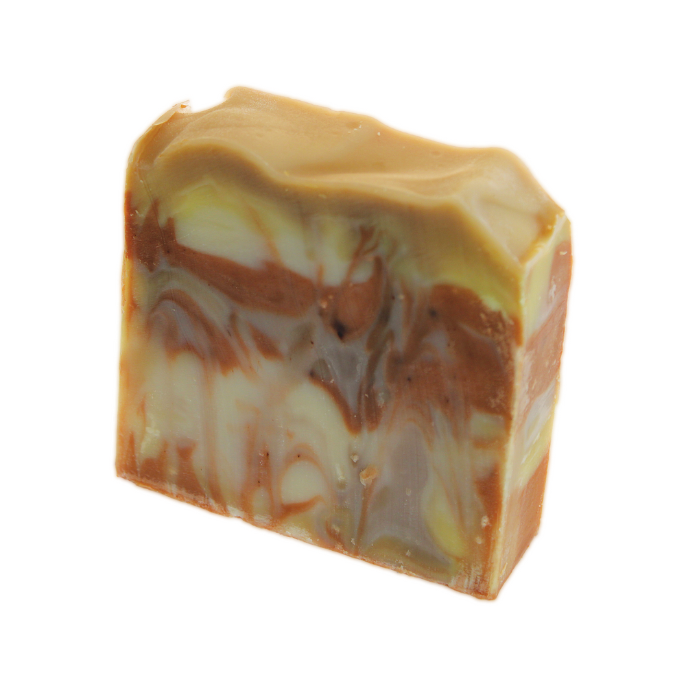 Sandalwood Clay Soap with natural marbled design and creamy colors.