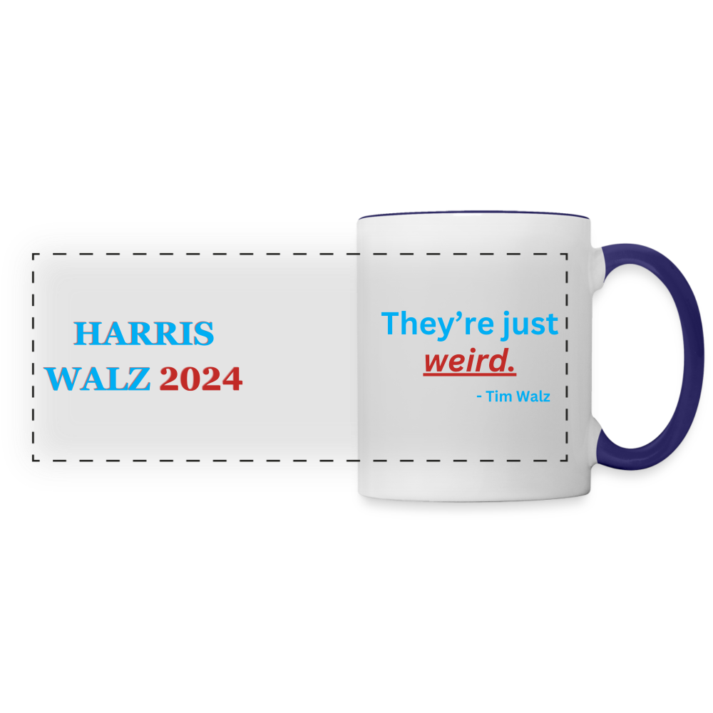 Harris Walz 2024 Mug - “They’re Just Weird.” - white/cobalt blue